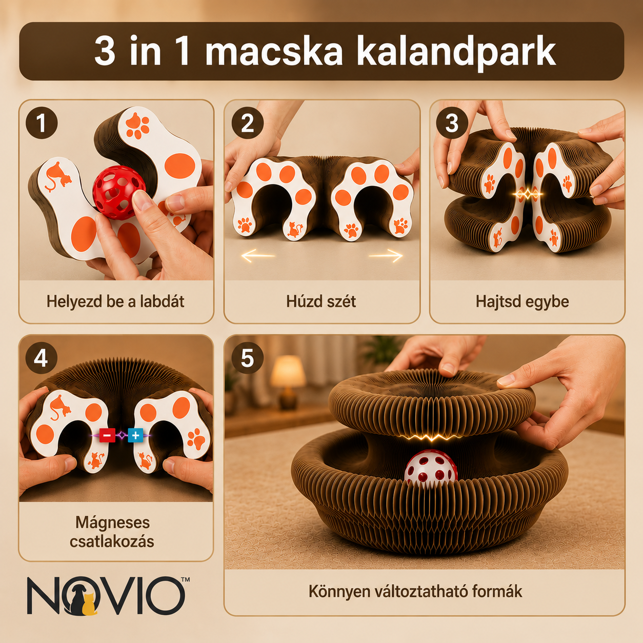 Novio™ – 3 az 1-ben Interaktív Macska Kalandpark